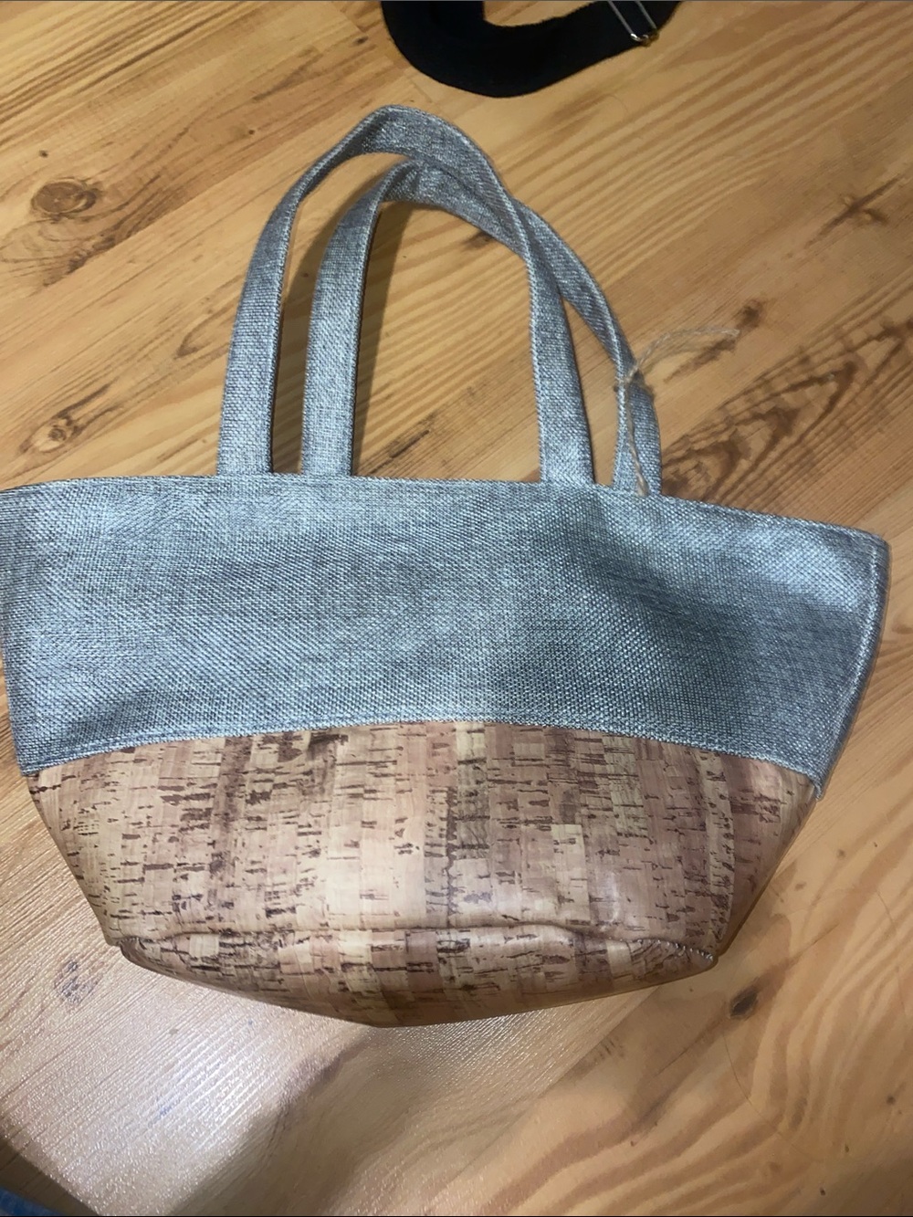 Canvas & Cork Two-Tone Tote Bag - Silver and Cork